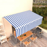 Manual Retractable Awning with Blind 5x3m Blue&White 3069336