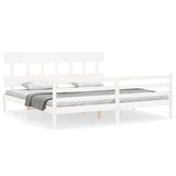 Bed Frame without Mattress White 200x200 cm Solid Wood 3195177