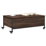 ZNTS Coffee Table with Wheels Brown Oak 91x55x34 cm Engineered Wood 842300