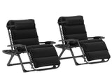 Set of Two Reclining Sun Loungers, with Cushion - Black T3398P314194