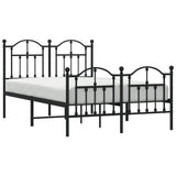 Metal Bed Frame without Mattress with Footboard Black 120x200cm 353455