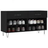 Shoe Bench Black 102x35x55 cm Engineered Wood 829733