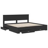 Bed Frame Black and Silver 200 x 200 cm Engineered Wood 3410855