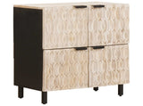 Sideboard White Wash Finish 60 x 33 x 75 cm Solid Mango Wood 4017890