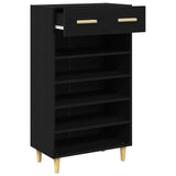 Shoe Cabinet Plain Black Oak 60 x 35 x 105 cm Engineered Wood 8004212