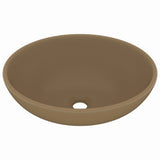 Luxury Basin Oval-shaped Matt Cream 40x33 cm Ceramic 146930