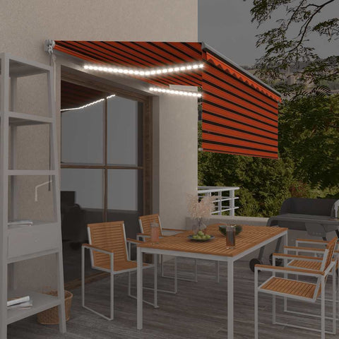 Manual Retractable Awning with Blind&LED 3.5x2.5m Orange&Brown 3069405