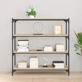 Book Cabinet Sonoma Oak 100x33x100 cm Engineered Wood and Steel 819358