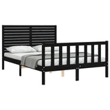 Bed Frame without Mattress Black Double Solid Wood Pine 3193185