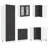 14 Piece Kitchen Cabinet Set Porto Black Engineered Wood 3314992