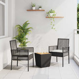 Garden Bistro Set 3 pcs Black Poly rattan 3334960