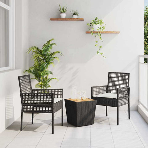 Garden Bistro Set 3 pcs Black Poly rattan 3334960