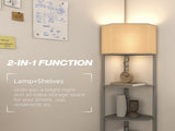 Corner Floor Lamp with Shelves, Tall Standing Lamps for Living Room, with Pull Chain Switch Bulb not T3398P342305