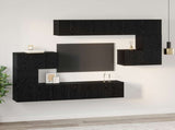 TV Cabinet Set 8 pcs Black Oak Engineered Wood 3393217