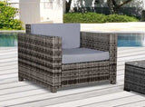 Single Seater Rattan Chair Sofa with 10 cm Thick Padded Cushion, All-Weather PE Wicker Weave Garden T3398P325298