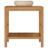 Bathroom Vanity Cabinet Solid Teak with Sink Marble Cream 3058164