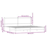 Metal Bed Frame without Mattress Brown Oak 193x203 cm 3301411