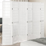 Room Divider 6 Panels White Solid Wood Paulownia 358794