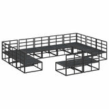 Garden Sofa Set with Cushion Black Aluminium 3378916