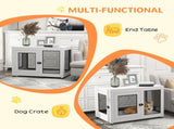 2-in-1 Dog Cage & Side Table, with Two Doors, Cushion, for Large Dogs T3398P376393