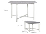 Modern Round Dining Table Set with 4 Upholstered Stools for Dining Room, Kitchen, Grey T3398P378039
