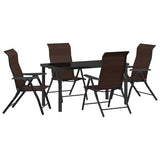 Garden Dining Set 5 pcs Brown Powder-Coated Steel 3379263