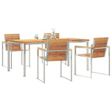 Garden Dining Set 5 pcs Solid Teak Wood and Stainless Steel 3334825