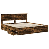 Bed Frame with Drawer Smoked Oak 180 x 200 cm Engineer Wood 3407960