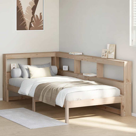 ZNTS Bookcase Bed without Mattress 75x190 cm Solid Wood Pine 3324341