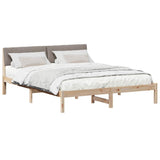 Bed frame Brown and taupe 160 x 200 cm Solid pine wood 878667