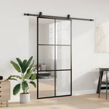 Sliding Door with Hardware Set Black 102x205 cm ESG Glass 3375926