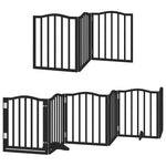 Dog Gate with Door Foldable 15 Panels Black 750 cm Poplar Wood 3155599