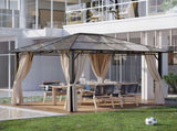 3.6 x 3 Hardtop Gazebo Canopy with Polycarbonate Roof Garden Pavilion with Removable Curtains and T3398P322112