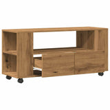 ZNTS TV Cabinet with Wheels Artisan Oak 102x34.5x43 cm Engineered Wood 855991