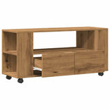 TV Cabinet with Wheels Artisan Oak 102x34.5x43 cm Engineered Wood 855991