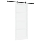 Sliding Door White and Black 93 x 232 cm Solid Pine Wood 3333547