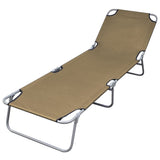 Sunlounger Taupe Powder-Coated Steel 189 x 58 x 27 cm Foldable 44294