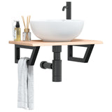 Basin Shelf Wall Mounted Steel and Solid Wood Oak 3302543