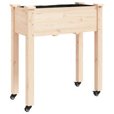 Wheeled Planter with Liner 71x37x80 cm Solid Wood Fir 3157823