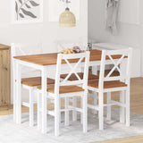 5 Piece Dining Set Brown and White 240884