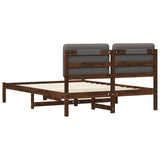Bed Frame with Upholstered Headboard Dark Brown and Light Grey 904082