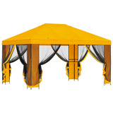 Garden Gazebo with Sidewalls 4 x 3 m Yellow Polyester and Steel 900392
