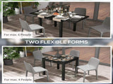 Extending Garden Table, Outdoor Dining Table with Aluminium Frame and Tempered Glass Tabletop, T3398P314160