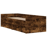 Bed Frame Smoked Oak Engineered wood, Plywood Single Bed Frame 3207354