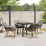 Garden Dining Set with Cushion 5 pcs Grey Poly Rattan 3261685