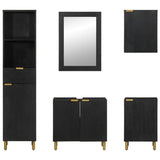 5 Piece Bathroom Furniture Set Black Engineered Wood 3309997
