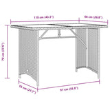 Garden Table with Glass Top Brown 110x68x70 cm Poly Rattan 366351