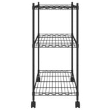 3-Tier Storage Rack with Wheels 60x35x81 cm Black 150 kg 324626