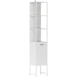 Tall Bathroom Cabinet with Open Shelves and Adjustable Shelf - White T3398P378055