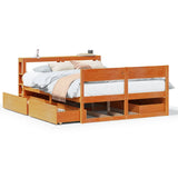 Bed Frame without Mattress Wax Brown 150x200 cm King Size Solid Wood Pine 3306380